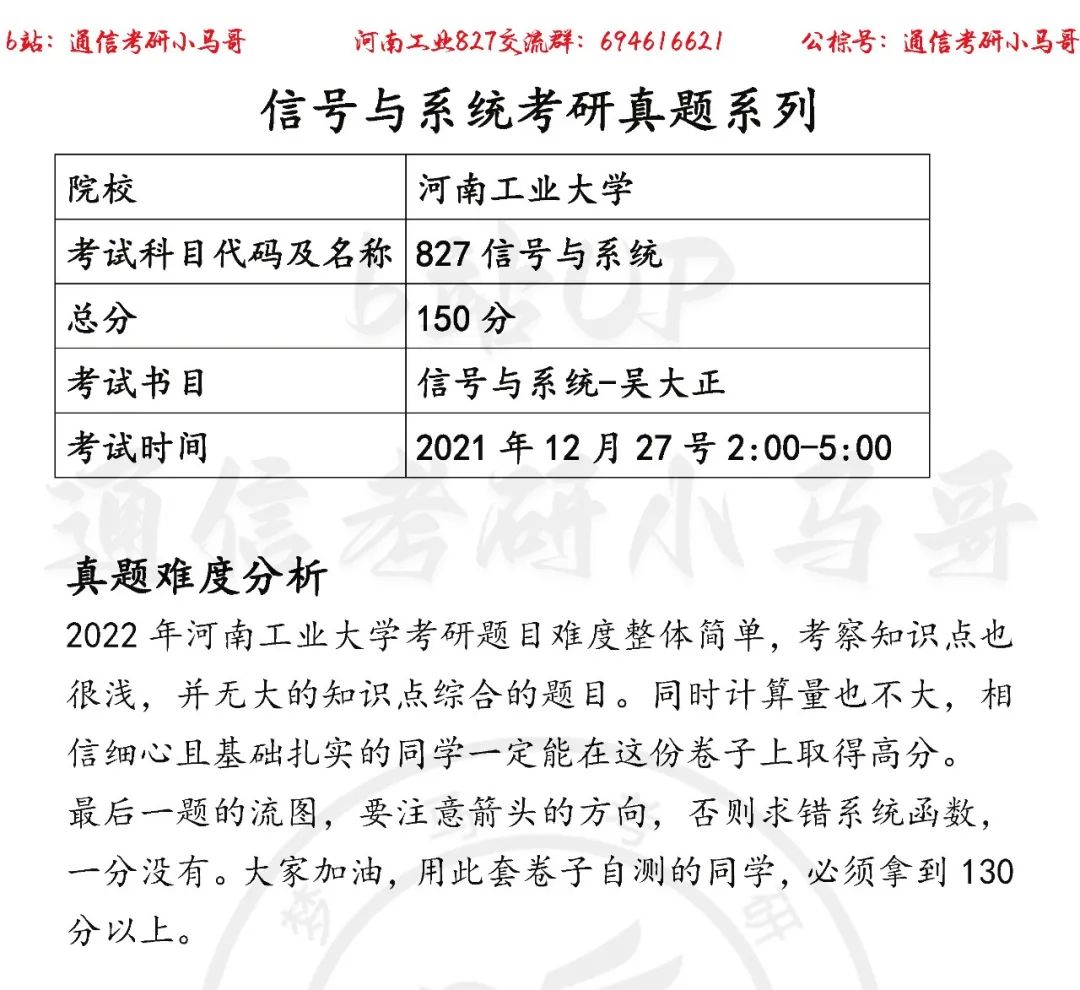 【河南工业大学827】22年考研真题及解析-梦马考研