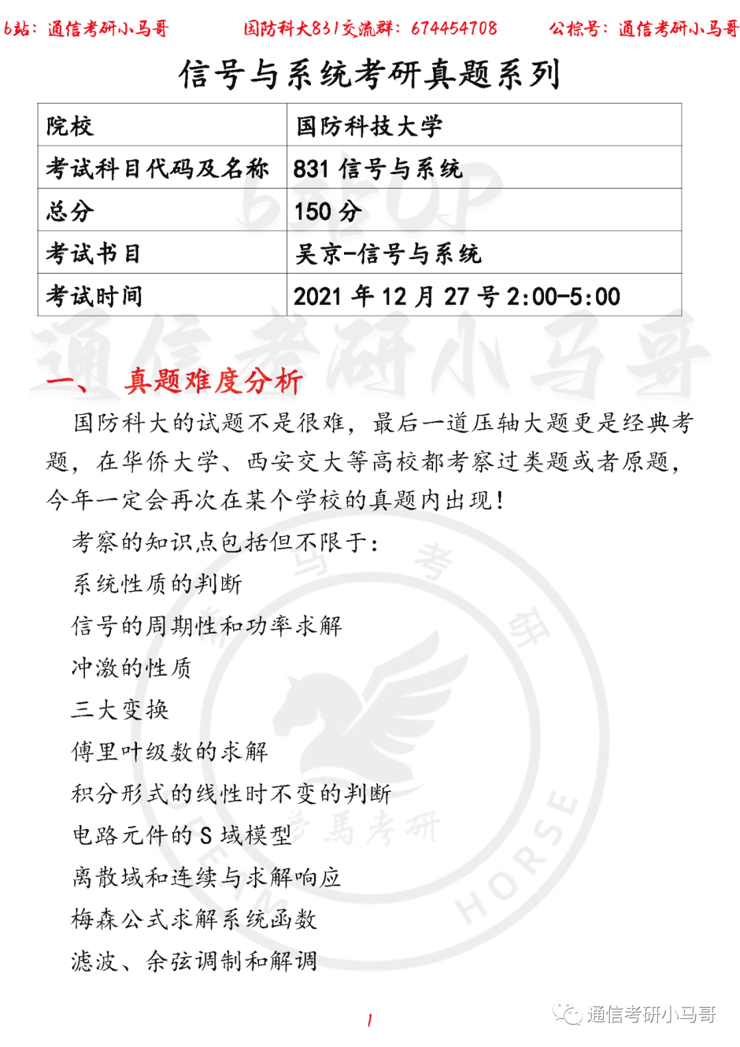 【国防科技大学831】22年考研真题及解析-梦马考研