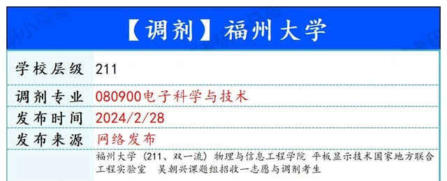 【240228】福州大学—电子科学与技术-梦马考研